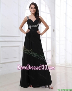 Fashionable Empire Straps Beading Dama Dresses in Black for 2016