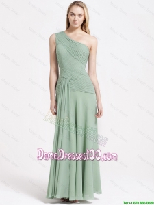 Perfect One Shoulder Ankle Length Dama Dresses with Empire