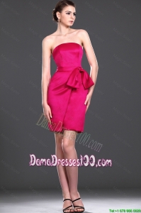 Wholesales Bowknot Red Short Dama Dress in Taffeta for 2016