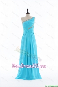 Brand New 2016 Beading and Ruching Aqua Blue Dama Dresses