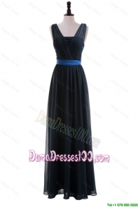 Custom Made Empire Straps Dama Dresses with Ribbons in Navy Blue