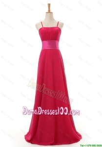 Most Popular Spaghetti Straps Long Red Dama Dress for 2016