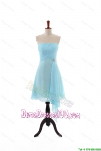 Popular Empire Strapless Ruching Dama Dresses with Beading for Holiday