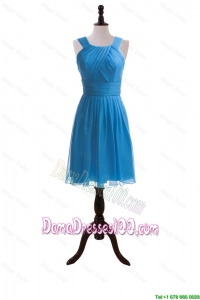 2016 Wonderful Ruching Short Dama Dresses in Blue
