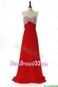Exquisite 2016 Winter Beading Red Dama Dresses with Sweep Train