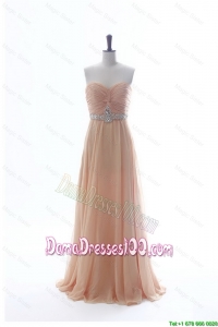 Most Popular Beading Long Dama Dresses in Peach for 2016 Summer