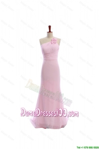 Simple Baby Pink Brush Train Dama Dresses with Hand Made Flowers