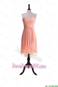 Watermelon Red Sweet Short Dama Dresses with Sashes