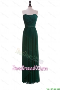 2016 Custom Made Empire Strapless Ruching Dama Dresses in Dark Green