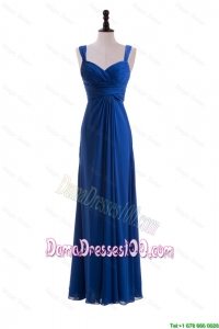 Custom Made Empire Straps Dama Dresses with Ruching in Blue