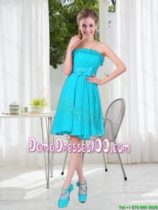 Custom Made A Line Strapless Dama Dresses with Bowknot