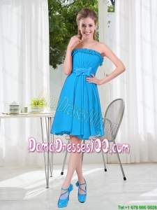 A Line Strapless Dama Dresses with Bowknot in Blue