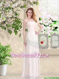 Cheap One Shoulder Hand Made Flowers Dama Dresses in Champagne