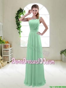 Classical Apple Green One Shoulder Dama Dresses with Zipper up