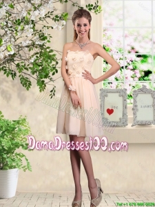 Popular Strapless Laced Dama Dresses with Appliques