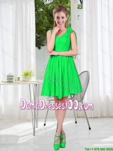 Elegant A Line Straps Green Dama Dresses with Hand Made Flowers