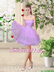 Simple A Line Strapless Lavender Dama Dresses with Belt