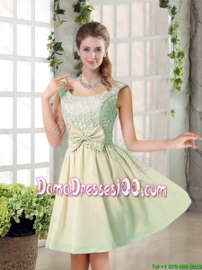 2016 Summer A Line Straps Lace Bridesmaid Dresses with Bowknot