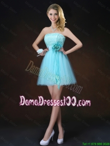 Cheap Lace Short Bridesmaid Dresses in Aqua Blue