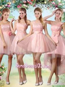 Popular A Line Pink Wholesales Dama Dresses with Lace and Appliques