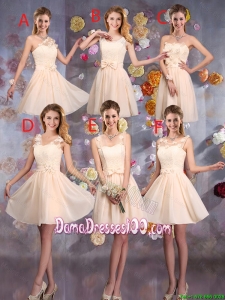 Delicate Champagne Wholesales Dama Dresses with Hand Made Flowers