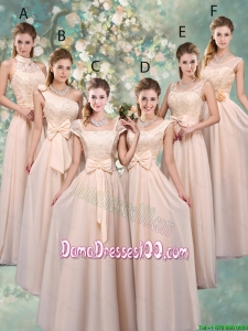 Luxurious Champagne Wholesales Dama Dresses with Lace and Bowknot