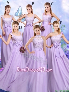 Popular Laced and Bowknot Wholesales Dama Dresses with Empire