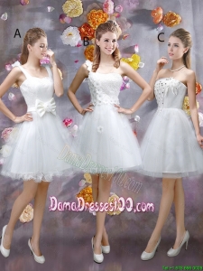 Sophisticated Appliques White Wholesales Dama Dresses with Mini Length