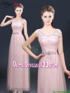 2016 Pretty Empire Scoop Dama Dresses with Lace and Appliques