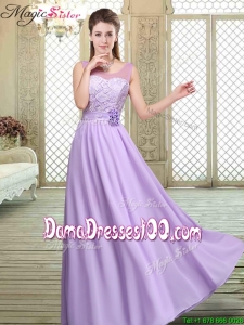 2016 Best Scoop Lace Dama Dresses in Lavender