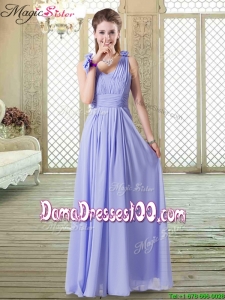 Romantic Empire Straps Dama Dresses in Lavender