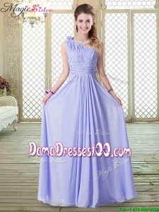 2016 Lovely Empire One Shoulder Long Dama Dresses in Lavender