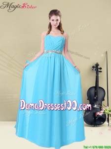 Summer Most Popular Ruching Dama Dresses in Aqua Blue