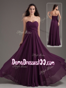 2016 Cheap Empire Sweetheart Ruching Dama Dresses in Purple