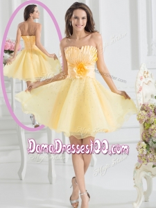 Latest Strapless Short Affordable Dama Dresses with Hand Made Flowers