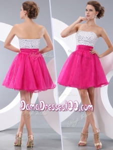 Lovely Princess Strapless Short Affordable Dama Dresses with Beading