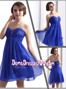 Perfect Sweetheart Beading Short Affordable Dama Dresses in Blue