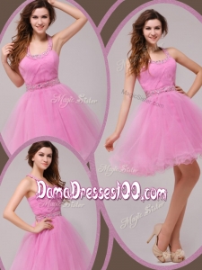 Sweet Short Straps Affordable Dama Dresses with Beading for Spring