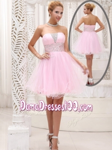 Exquisite Strapless Beading Short Cute Dama Dresses for Homecoming