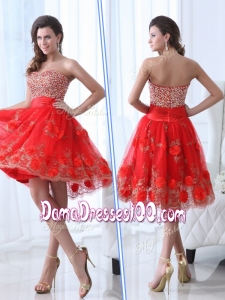 Gorgeous Sweetheart Red Dama Dresses for Quinceanera with Beading and Appliques