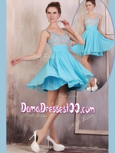 Hot Sale Straps Mini Length Beading Cute Dama Dresses for Summer