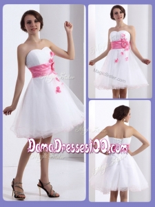 Lovely A Line Sweetheart Dama Dresses for Quinceanera with Hand Made Flowers