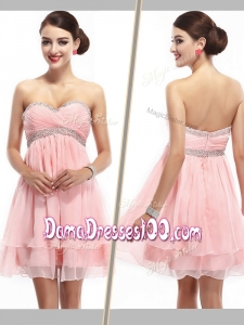 Lovely Sweetheart Short Wholesales Dama Dress with Beading and Ruching