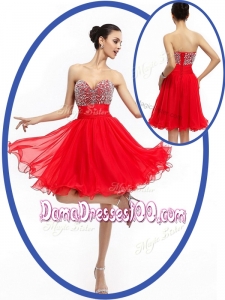 Perfect Sweetheart Red Short Wholesales Dama Dress with Beading