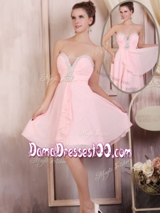 Simple Sweetheart Mini Length Beading Wholesales Dama Dress in Baby Pink