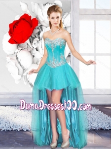 2016 Affordable A Line Sweetheart Beautiful Dama Dresses with High Low