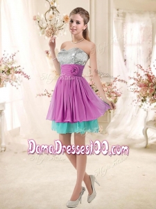 2016 Sweet Sweetheart Sequins and Belt Dama Dresses in Multi Color