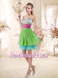 2016 Cheap Sweetheart Short Wholesales Dama Dress with Sequins and Belt