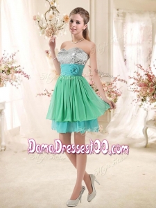 Lovely 2016 Short Wholesales Dama Dress with Sequins and Belt