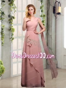 One Shoulder Empire 2015 Dama Dresses with Ruching